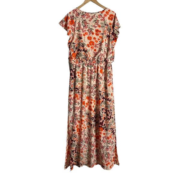 Adrianna Papell Floral Print Cap Sleeve Tassel V-Neck Maxi Dress Size 16 - Picture 9 of 13